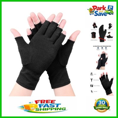 Breathable Black Compression Gloves for Arthritis Pain Relief - Unisex Size M
