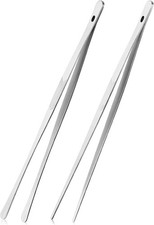 ChefBee Cooking Tweezers Tongs 2 Pack 12" Stainless Steel Precision Kitchen
