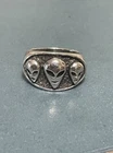 Large Heavy Triple Alien Ring Sterling Silver Sz 7.75-Vintage Estate Find ￼