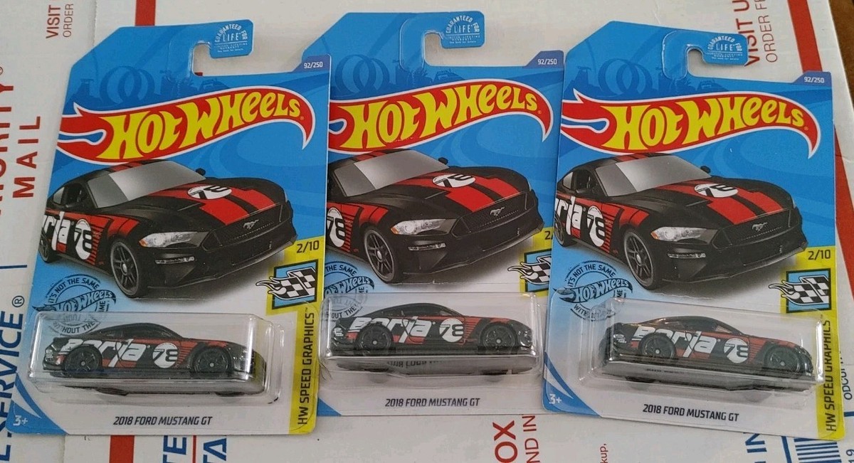 3x 2018 Ford Mustang GT Hot Wheels 2/10 92/250 3 Pack Speed