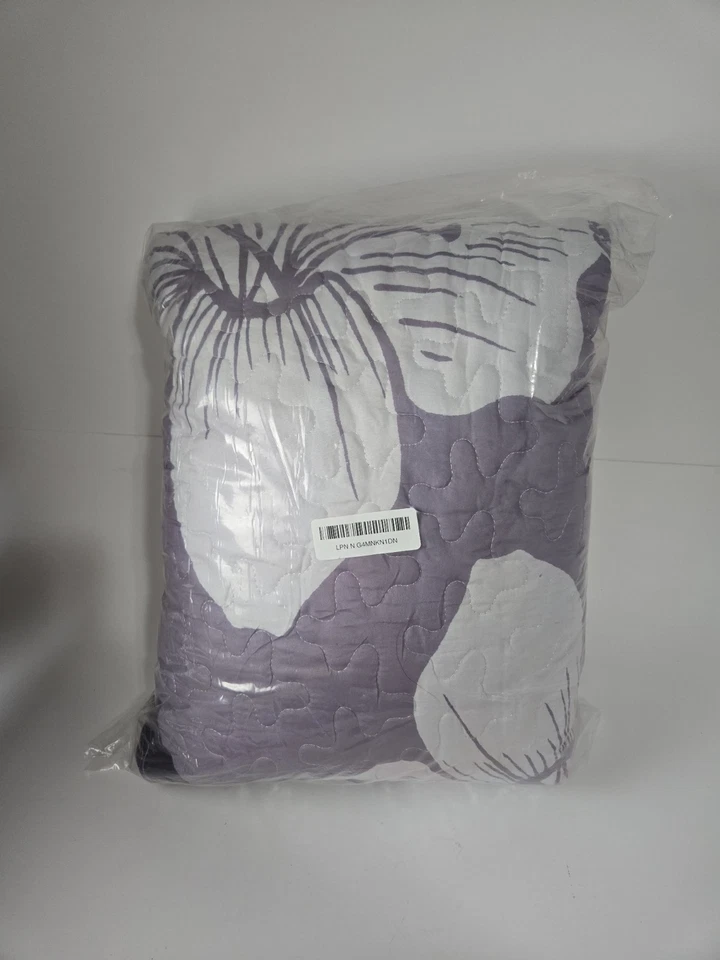  3 Pieces Quilt Set Queen Floral Pattern Quilt Queen (90"x 96") Dark Purple READ - Image 3 of 3