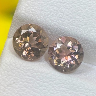 1.80ct Peach Tourmaline Pair Natural 6 MM Round Cut Afghanistan Gem For Earring