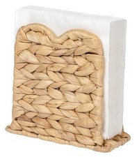 Wicker Rattan Scalloped Napkin Holder for Table, Standing 5.9x5.5 Natural