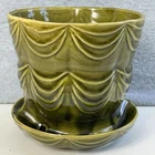 Vintage Brush McCoy Pottery Planter 1950s Green Drape 328-6 Made in USA FLAW
