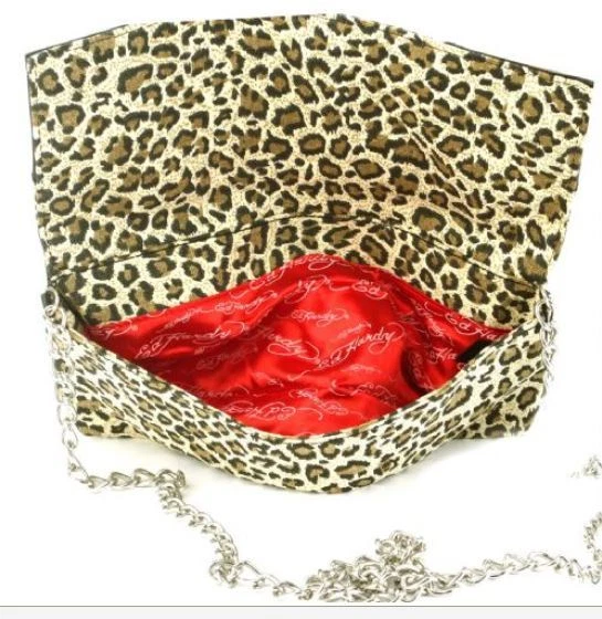 BLUTCH ED HARDY MARILYN ESTAMPADO LEOPARDO CON TACHUELAS PLATEADAS Y DISEÑO DE TATUAJE ¡NUEVO CON ETIQUETAS! Foto 4 de 4