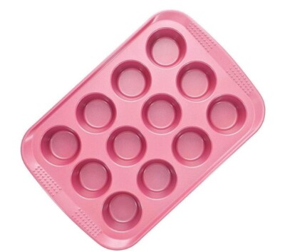 Muffin Pan Pink Soffritto Commercial Non-Stick Carbon Steel 12 - Cup Cake Pan