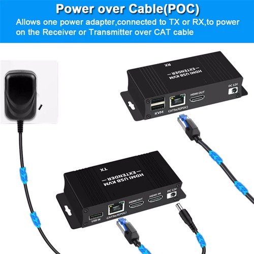 60M HDMI KVM Extender Over Ethernet Cat5e/6 HDMI USB RJ45 Extender pour Xbox - Photo 8/16