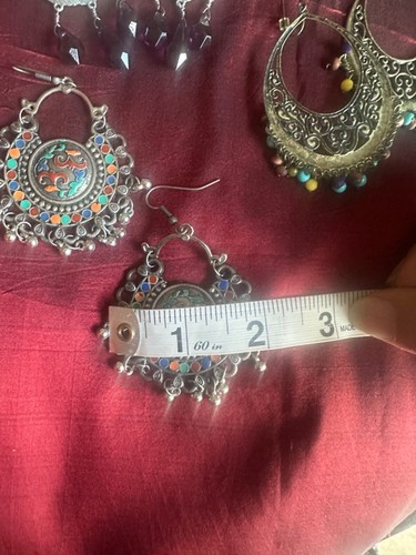 3 pairs of multi-color, multi-tone Bohemian earrings. New and used. - Picture 5 of 8