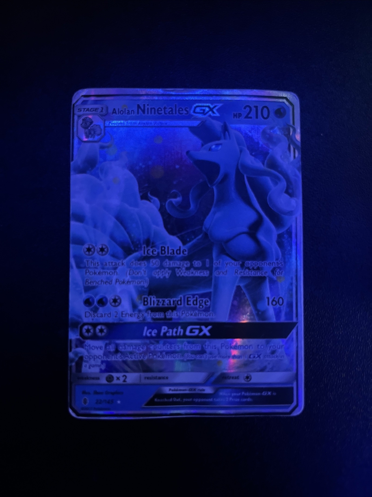 Pokémon TCG Alolan Ninetales GX Sun & Moon: Guardians Rising 22/145 Holo...