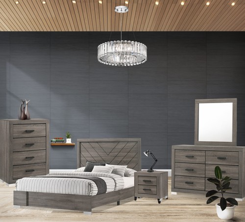 Kings Brand Furniture – Lorain 5-Piece King Size Bed Gray Wood Bedroom Set