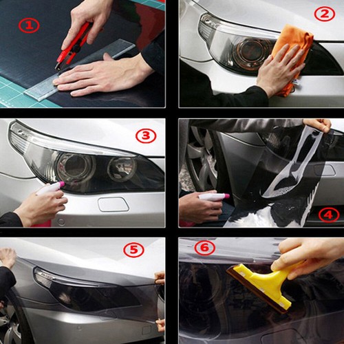 16"x60" Gloss Light Black Smoke Headlight Taillight Wrap Cover Vinyl Film Tint - Picture 10 of 12