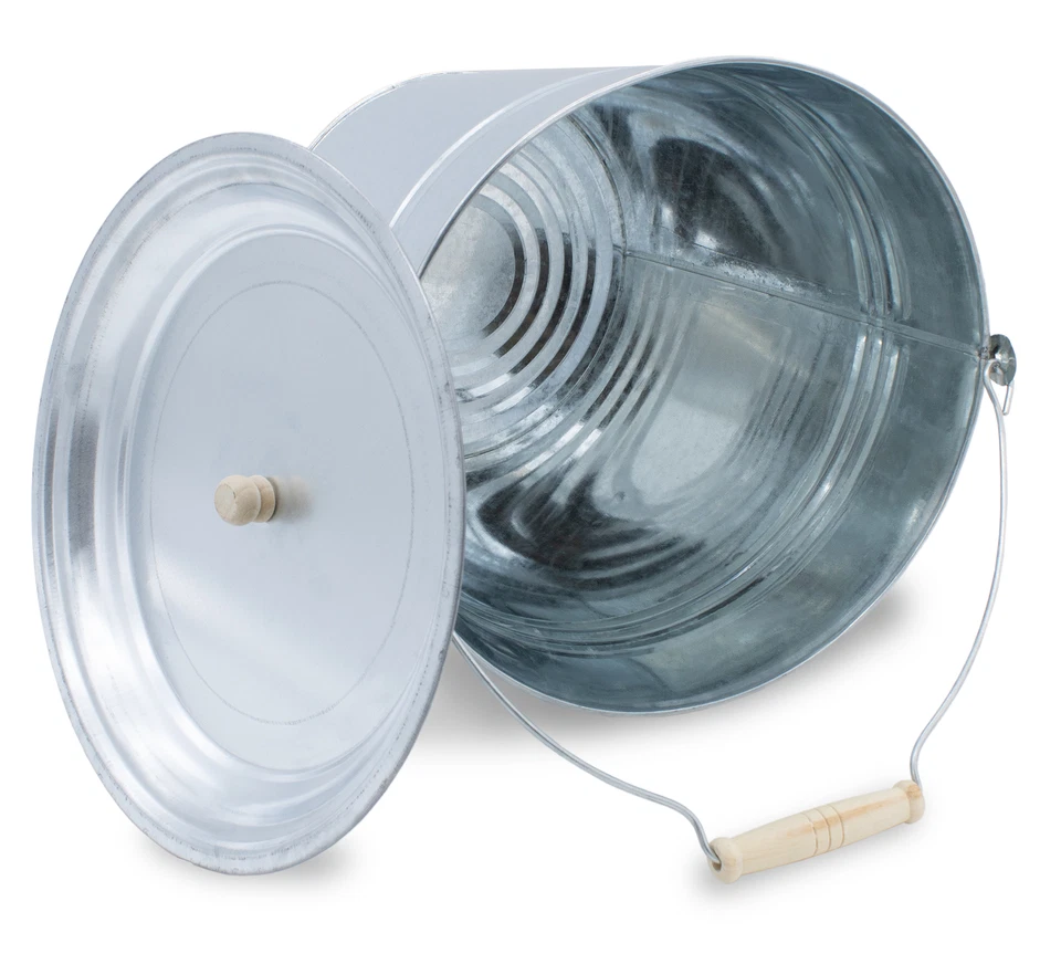 Zinkeimer mit Deckel 12 Liter - Ascheeimer Blech Eimer Pflanzkübel Blumenkübel - Bild 3 von 4