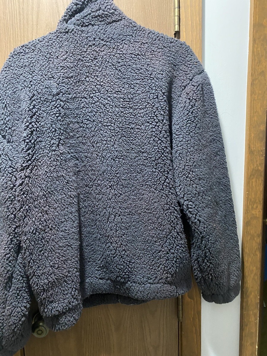 Urban Outfitters Womens Fleece Sherpa Fuzzy Zip Up Coat Charcoal