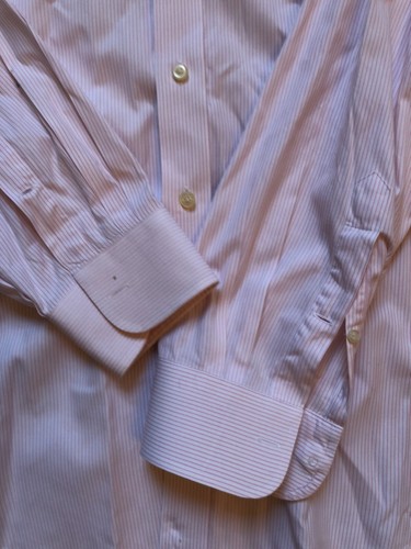 LANDS END Mens Size 16 1/2 - 35 Button Down Striped Long Sleeve Cotton Shirt Reg - Picture 4 of 10
