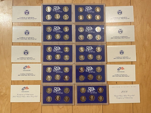 1999-2008 PROOF STATE QUARTER SET - (50 CLAD PROOF QUARTERS) + COA FOR EACH YEAR - Picture 2 of 4
