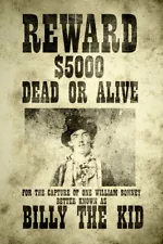 BILLY THE KID PHOTO WANTED POSTER REWARD 1881 BONNEY HENRY MCCARTY 8X10 REPRINT