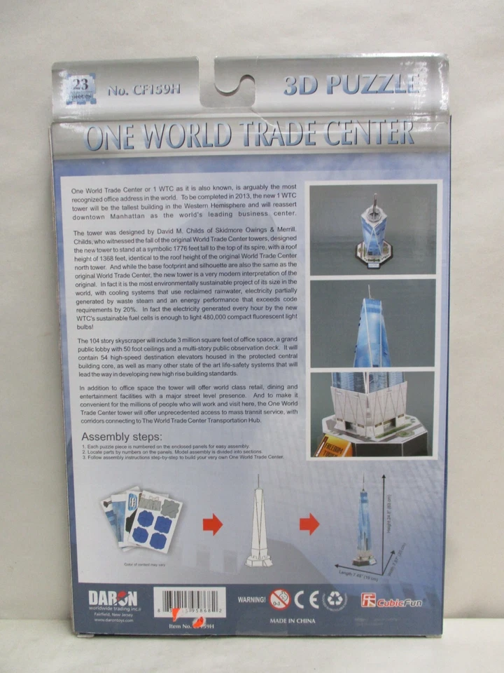 Daron 3D Puzzle #CF159H One World Trade Center 1 WTC 23 pcs UNOPENED IN BOX - Image 2 of 4