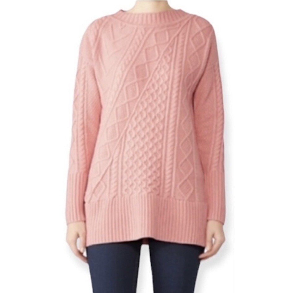J Crew Cable Knit Patchwork Wool Blend Tunic Swea… - image 1