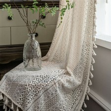Tende vintage all'uncinetto per soggiorno tenda scavata tendaggi finestra nappa