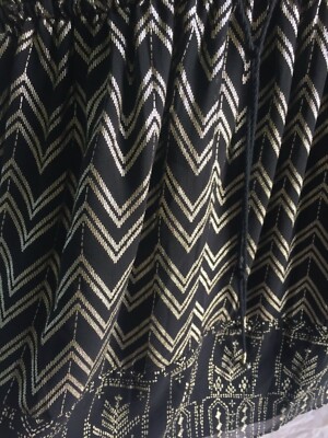 Free People Black and Gold PRINT dress size large | eBay