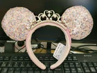 2022 Headband Minnie Mouse Disney Tiara Sequin Princess Crown Ears Pink