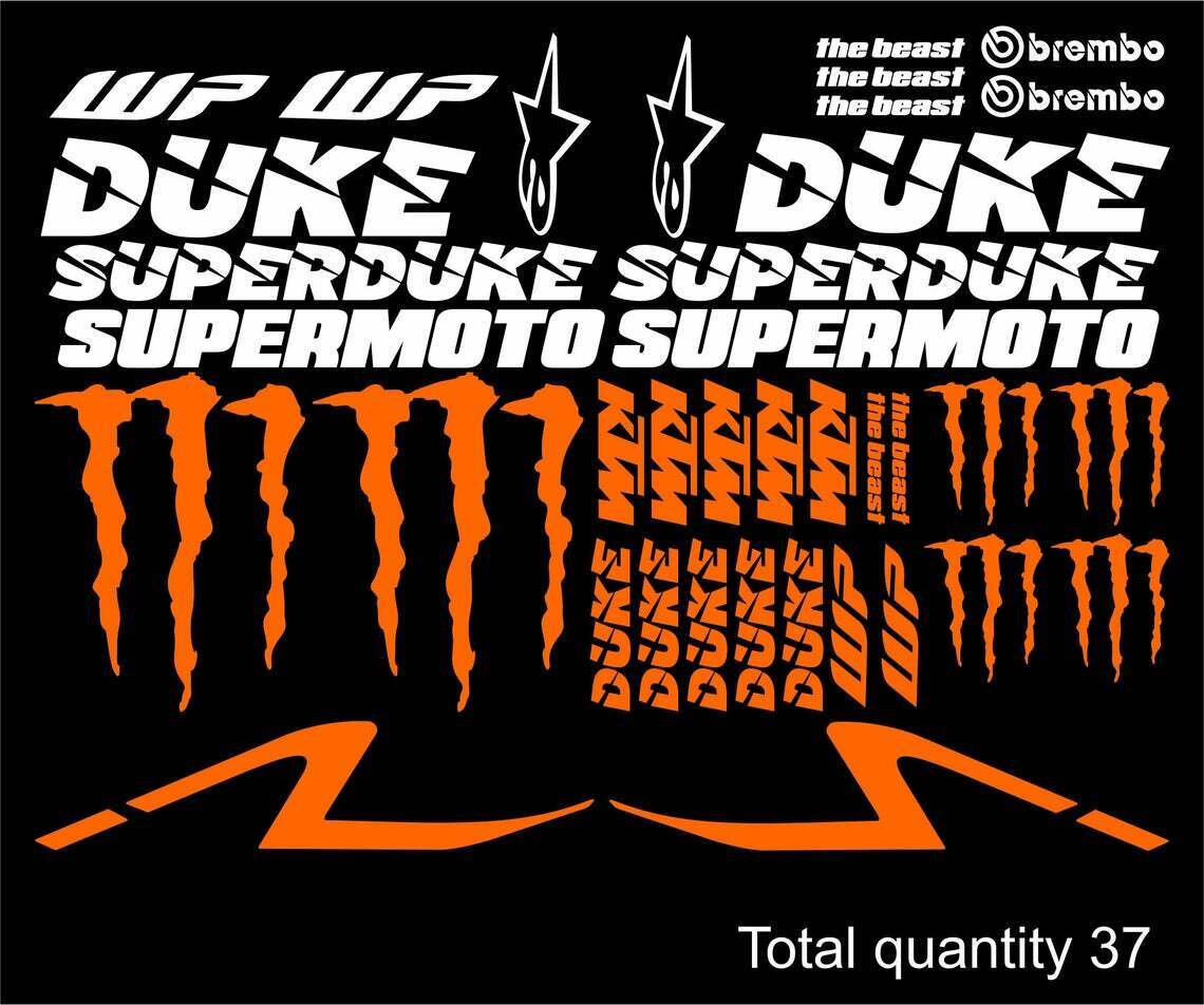 Reflective - KTM 1290 Super Duke vinyl Decals Stickers Supermoto for Motorcycles