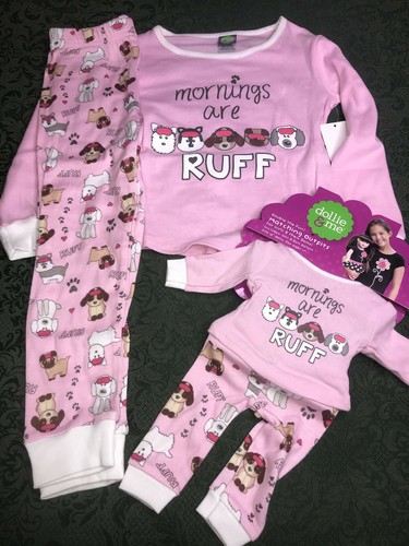 NWT Dollie and me dogs pajamas 5 girls doll set matching 4 pcs christmas easter - Picture 4 of 9