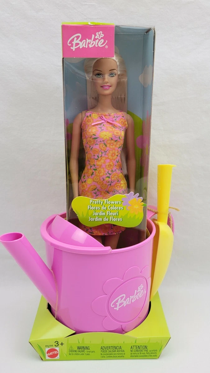 Mattel B6388 Pretty Flowers Barbie Doll With Watering Can & Shovel - NOS B42