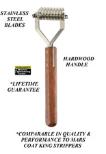 Master Grooming Tools 8 BLADE DOG COAT STRIPPER MatBreaker Mat King*WOOD HANDLE