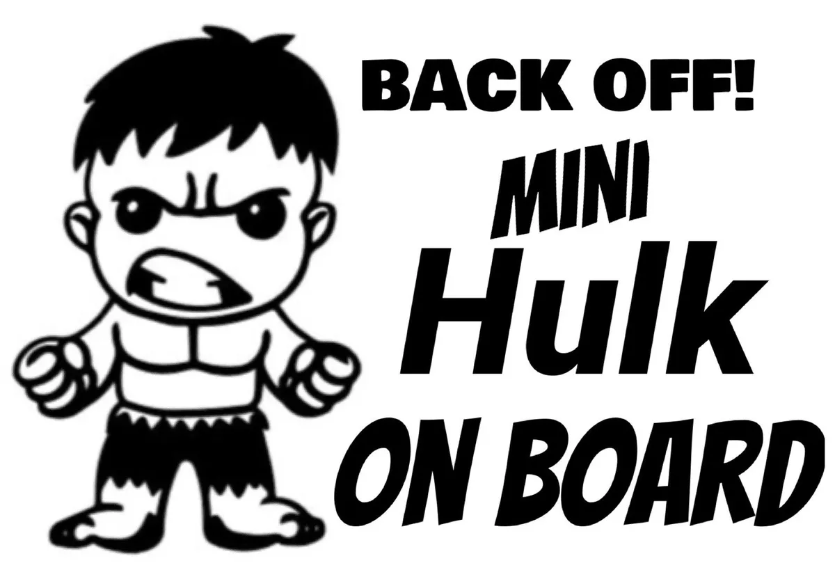 Mini Hulk Fan Superhero lover Decal Sticker Car Van Gift Baby Many Colours Ava