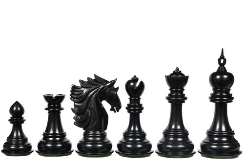 Piezas de ajedrez de la serie Sher-E-Punjab en madera de ébano/madera de caja - 4,6" King - Imagen 2 de 13