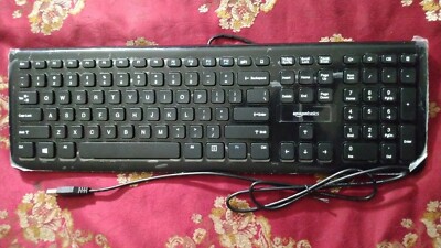 NICE Amazon Basics Wired USB Keyboard for Windows PC & More - Black (KU-0833)