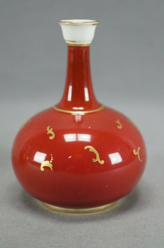 Pair of Royal Crown Derby Signed WD Boat Scene Beaded Gold & Red Miniature Vases - Picture 3 of 12