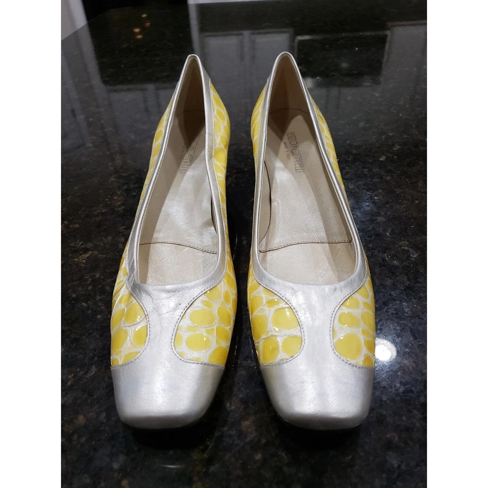 Zapatos de salón Renzo Fontanelli virgen para mujer talla 12 AAA gris cuero tacón bloque tirar Foto 2 de 4