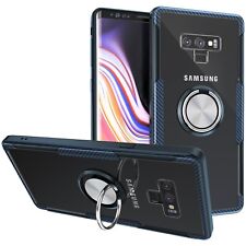 Case for Samsung Galaxy Note 9-Carbon Fiber Trim  Ring Stand, Drop Tested-Blue