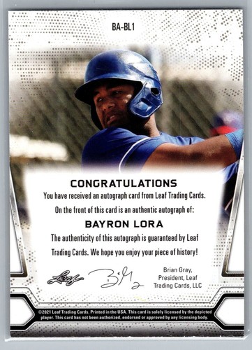 Bayron Lora 2021 Leaf Multisport Blaster Auto Gold #BA-BL1 Rangers - Picture 2 of 2