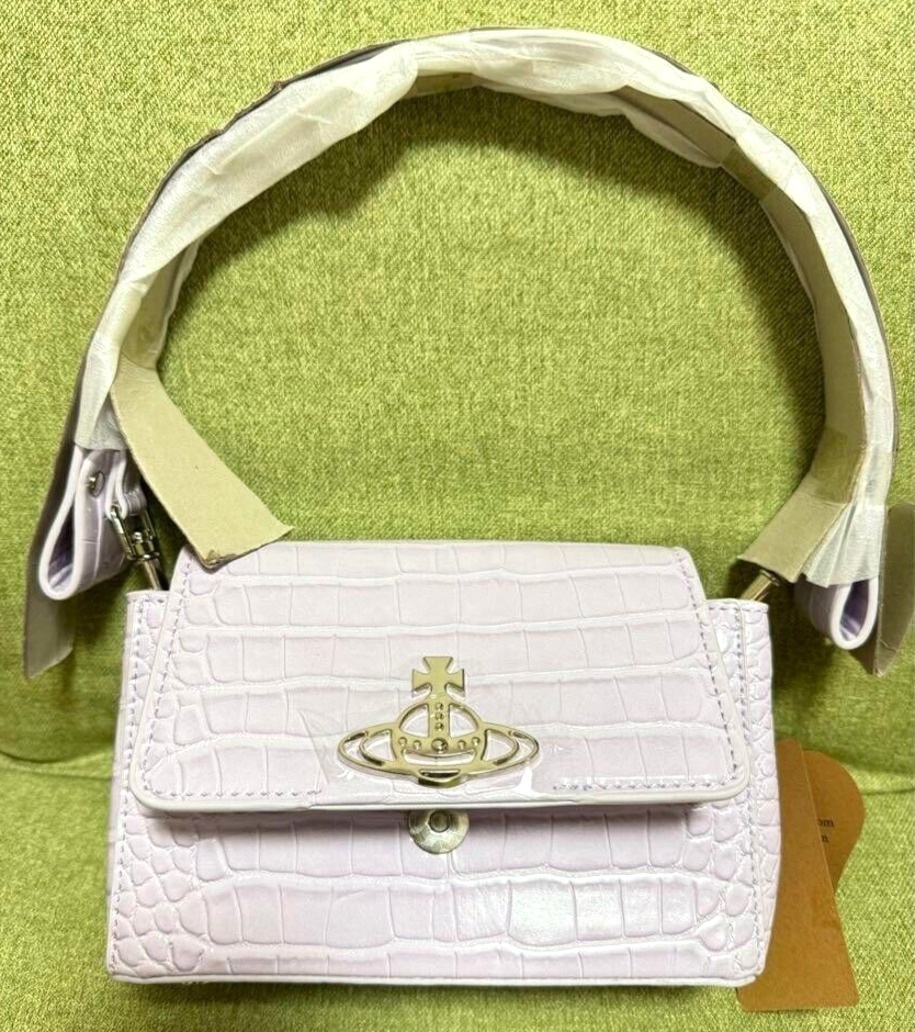 Vivienne Westwood Hazel Shoulder Bag Light Purple Crocodile Vivienne Westwood Hazel Shoulder Bag Light Purple Crocodile