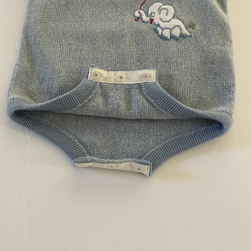 VTG Health-Tex Toddler Boys Sweater Romper Set 18 Months NEW Elephant Blue White - Picture 4 of 20