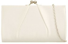 Clutch Bag Damen elfenbeinfarbener Verschluss Top Satin Abendtasche Schultertasche 