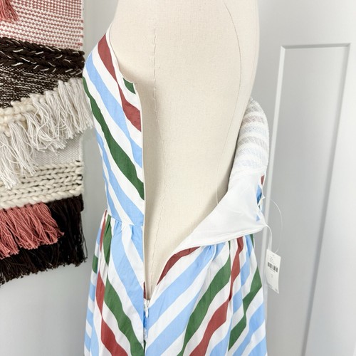 Maeve Anthropologie Halter Midi Sundress Striped Cotton Blue Combo Sz S NWT - Picture 7 of 11