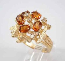 3 Ct Oval Cut Lab-Created Citrine Cluster Engagement Ring 14K Yellow Gold Plated