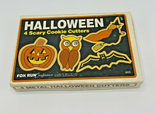 4 Vintage Fox Run Craftsman Halloween Scary Cookie Cutters In Box 