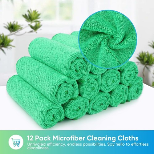 12 Pack Microfiber Cleaning Cloths, 4 Color Assorted, 11.5" x 11.5" Rags - Picture 48 of 96