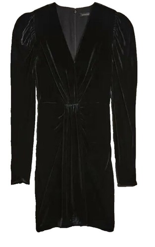 banana republic black velvet dress Banana Republic Factory Black Velvet Velour Dress Size XL Faux Wrap Ruched NWT