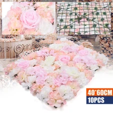 10Pcs Flower Panel Artificial Flower Wall Panel White Flower Backdrop Wall Decor