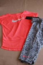 Nike Dri-fit  Girls Outfit Coral Shirt & Black  Leggings Set Size 6X