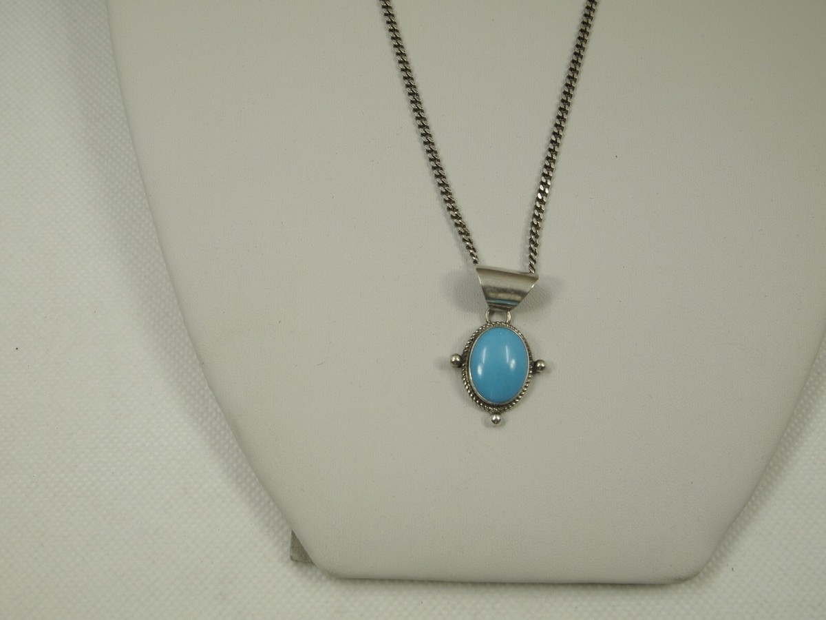 Lenora Begay L.B. Navajo Sterling Silver 925 Turquoise Pendant  