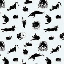 Feline Drive Fabric FELINE FANCY Chillin' Icy Dear Stella - Sold by the Yard