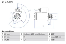 Bosch 0 986 021 190 Starter for DAF