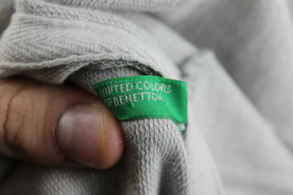 United Colors Of Benetton Girls Hoodie Full Zip UCB Logo Grey Sz L 8-9 Years  - Image 3 of 4